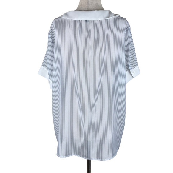 ModCloth White/Blue Striped Button Down Blouse - Picture 4 of 8